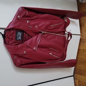 NEW. Levi's Red Faux Leather Jacket. Women's Large.